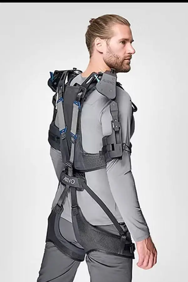 Auxivo OmniSuit passive multitask exoskeleton combining back and shoulder support for overhead and lifting tasks
